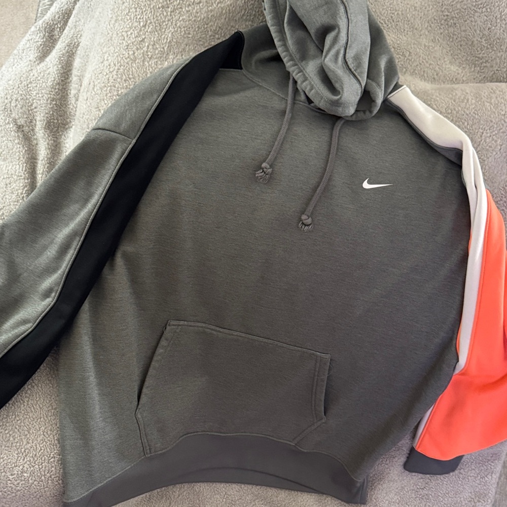 Nike Men's Multicolor Hoodie with Gray and Orange